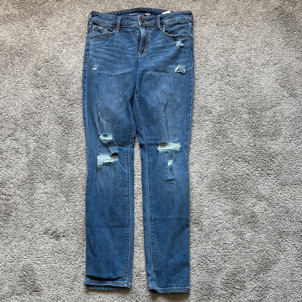 Old Navy Women's Distressed Skinny Jeans - Blue